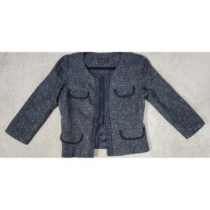 Playboy Womens Textured Wool Black Blazer Size Small S